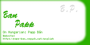 ban papp business card
